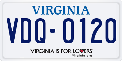 VA license plate VDQ0120