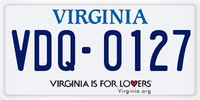 VA license plate VDQ0127