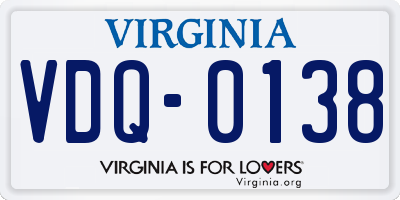 VA license plate VDQ0138