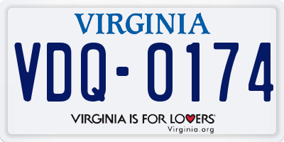 VA license plate VDQ0174
