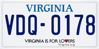 VA license plate VDQ0178