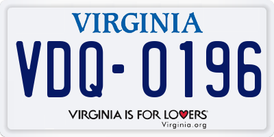 VA license plate VDQ0196