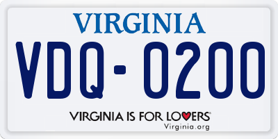VA license plate VDQ0200