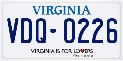 VA license plate VDQ0226