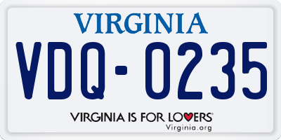 VA license plate VDQ0235