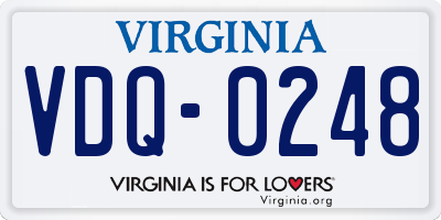 VA license plate VDQ0248