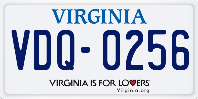 VA license plate VDQ0256
