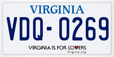 VA license plate VDQ0269