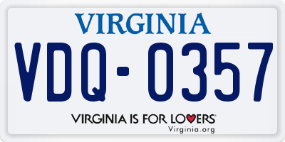 VA license plate VDQ0357