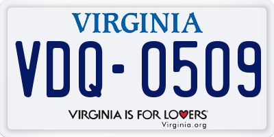 VA license plate VDQ0509