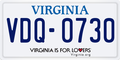 VA license plate VDQ0730