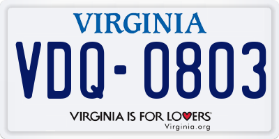 VA license plate VDQ0803