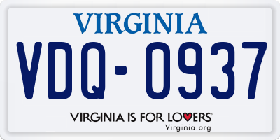 VA license plate VDQ0937