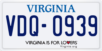 VA license plate VDQ0939