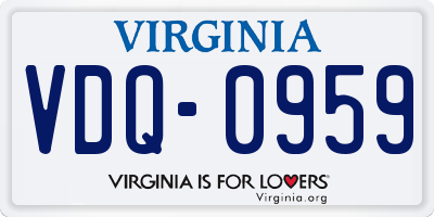 VA license plate VDQ0959