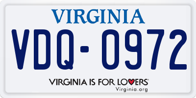 VA license plate VDQ0972