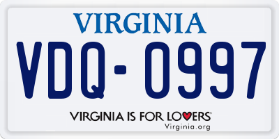 VA license plate VDQ0997