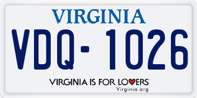 VA license plate VDQ1026