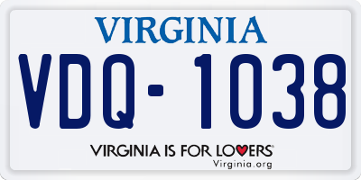 VA license plate VDQ1038