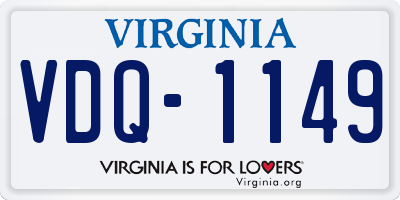 VA license plate VDQ1149