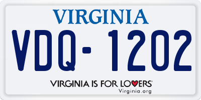VA license plate VDQ1202