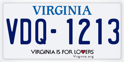 VA license plate VDQ1213