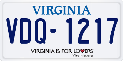 VA license plate VDQ1217
