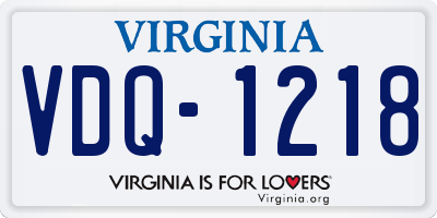 VA license plate VDQ1218