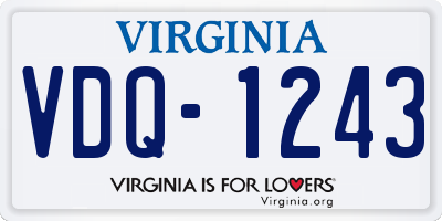 VA license plate VDQ1243