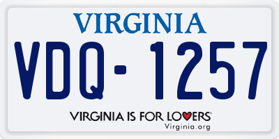 VA license plate VDQ1257
