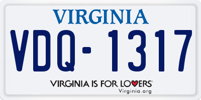 VA license plate VDQ1317