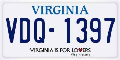VA license plate VDQ1397