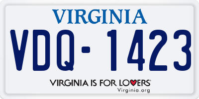VA license plate VDQ1423