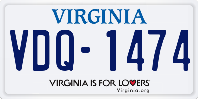 VA license plate VDQ1474