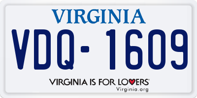 VA license plate VDQ1609