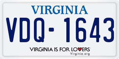VA license plate VDQ1643