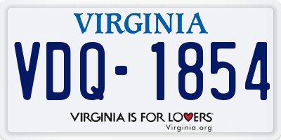 VA license plate VDQ1854
