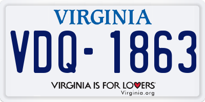 VA license plate VDQ1863