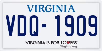 VA license plate VDQ1909