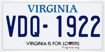 VA license plate VDQ1922