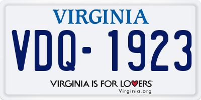 VA license plate VDQ1923
