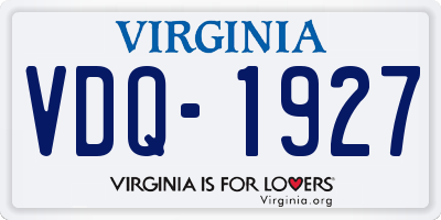 VA license plate VDQ1927