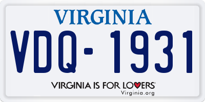 VA license plate VDQ1931