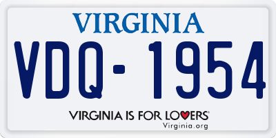 VA license plate VDQ1954