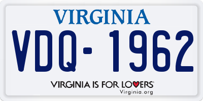 VA license plate VDQ1962