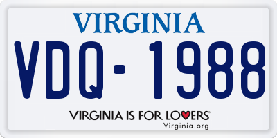VA license plate VDQ1988
