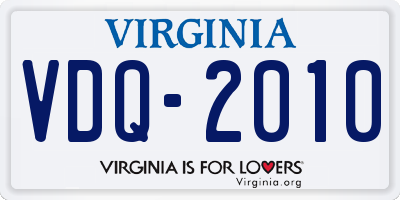 VA license plate VDQ2010