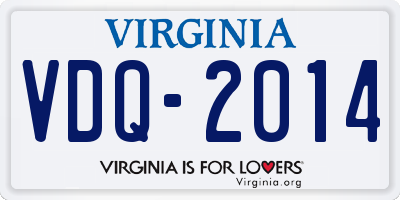 VA license plate VDQ2014