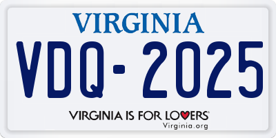 VA license plate VDQ2025