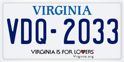 VA license plate VDQ2033